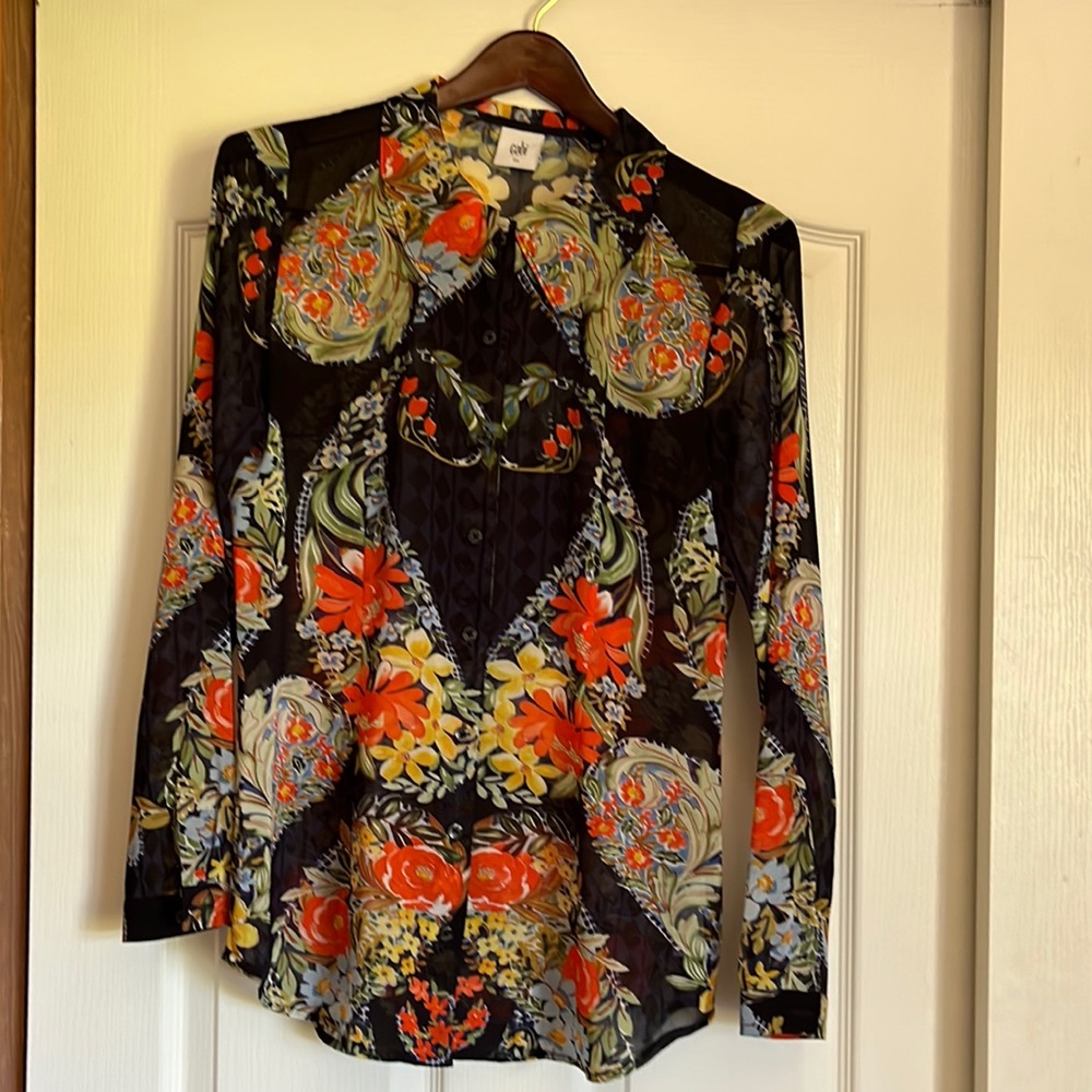Euc Cabi Sheer Button-Down Blouse - image 1